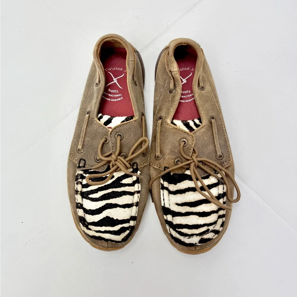 Twisted X Women's Zebra Hair On Hide‎ Boat Shoes 7.5